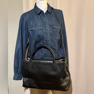 Mark And Graham Black Pebbled Leather Caroline Bag